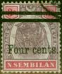 Valuable Postage Stamp from N.Sembilan 1898 4c on 8c Dull Purple & Carmine SG17g 'Bar Double' Fine Used Scarce