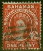 Rare Postage Stamp from Bahamas 1882 1d Scarlet-Vermilion SG42 Fine Used