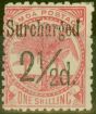 Rare Postage Stamp from Samoa 1898 2 1/2d on 1s Dull Rose-Carmine SG86 Fine Lightly Mtd MInt