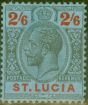 Old Postage Stamp from St Lucia 1924 2s6d Black & Red-Blue SG104 Fine Mtd Mint