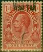 Old Postage Stamp Turks & Caicos Islands 1917 1d Red SG143i Opt Double Good Used