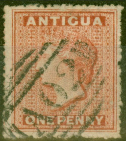Valuable Postage Stamp from Antigua 1867 1d Vermilion SG7b Wmk Sideways V.F.U.