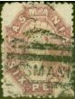 Rare Postage Stamp from Tasmania 1865 6d Reddish-Mauve SG76 Fine Used