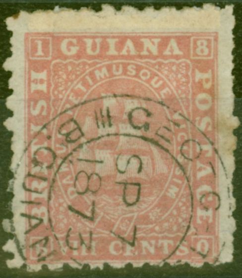 Collectible Postage Stamp from British Guiana 1871 8c Brownish Pink SG96 P.10 Fine Used GEORGETOWN CDS Ex- Fred Small