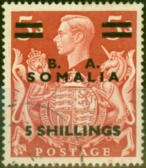 Collectible Postage Stamp from British Occu Somalia 1950 5s on 5s SGS31 Very Fine Used