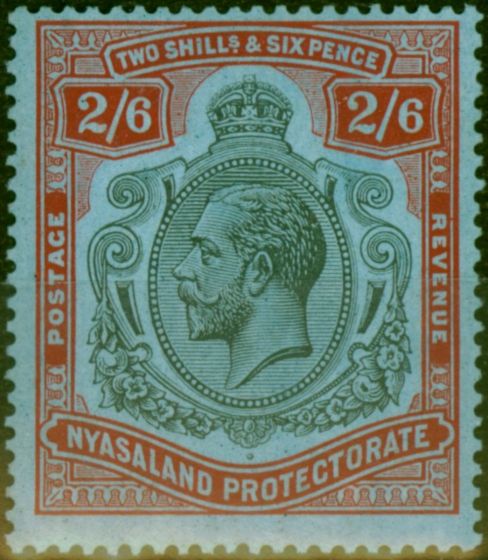 Old Postage Stamp Nyasaland 1924 2s6d Black & Carmine-Red-Pale Blue SG110 Fine MM
