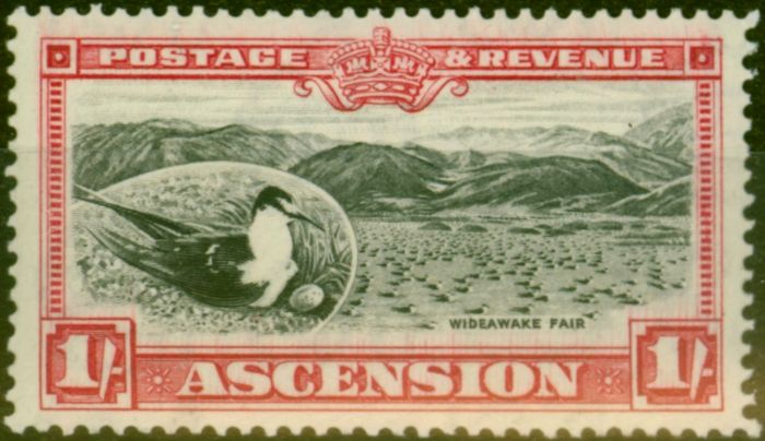 Rare Postage Stamp Ascension 1934 1s Black & Carmine SG28 Fine MM