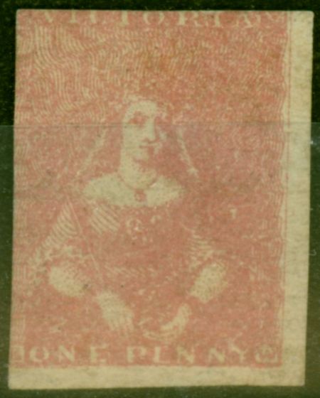 Old Postage Stamp from Victoria 1855 1d Pink SG28 Good Used CV £1700