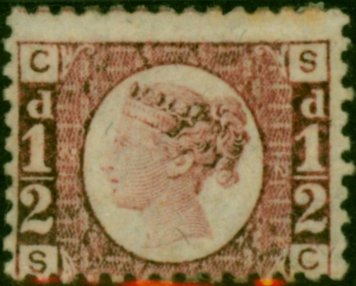 Old Postage Stamp GB 1870 1/2d Rose SG49 Pl.12 Fine MM
