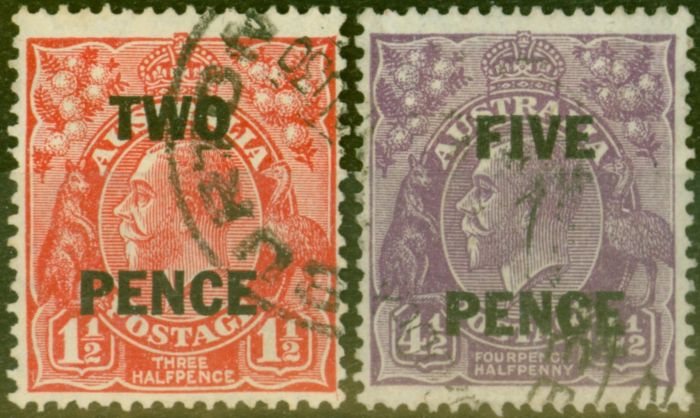 Rare Postage Stamp from Australia 1930 Surch set of 2 SG119-120 Fine Used