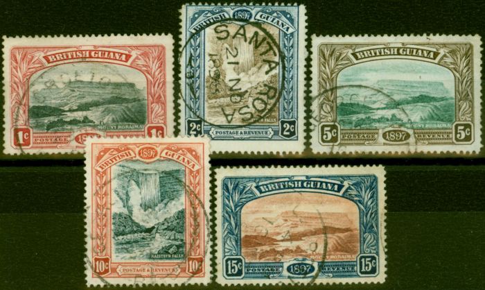 Collectible Postage Stamp British Guiana 1898 Set of 5 SG216-221 Good Used