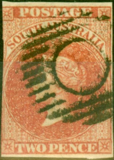 Collectible Postage Stamp from South Australia 1855 2d Rose-Carmine SG2 Good Used