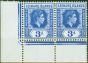 Rare Postage Stamp from Leeward Islands 1938 2 1/2d Bright Blue SG105 Very Fine MNH Corner Pair