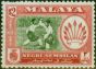 Old Postage Stamp Negri Sembilan 1957 $2 Bronze-Green & Scarlet SG78 Good MNH