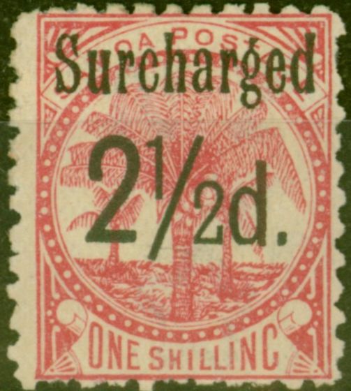 Valuable Postage Stamp from Samoa 1898 2 1/2d on 1s Dull Rose-Carmine SG86 Fine Mtd Mint (13)