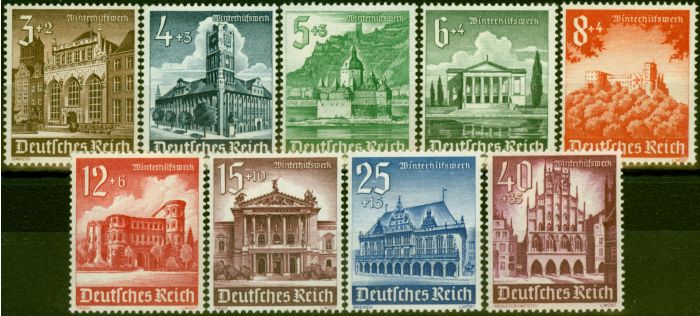 Valuable Postage Stamp from Germany 1940 Winter Relief Fund Set of 9 SG739-747 Fine Mtd Mint