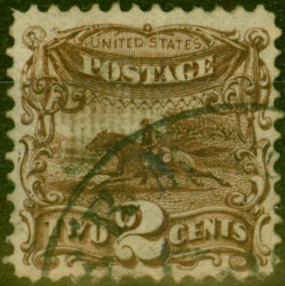 Old Postage Stamp from U.S.A. 1869 2c Deep Brown SG115 Fine Used