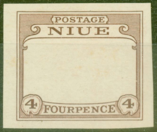 Collectible Postage Stamp from Niue 1927 4d Frame Proof on Thick Paper Fine Mint