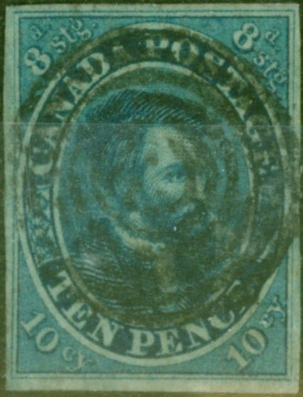 Rare Postage Stamp from Canada 1855 10d Deep Blue SG15 Fine Used 4 Clear Neat Margins Target Cancel