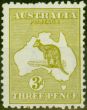 Rare Postage Stamp Australia 1917 3d Olive-Green SG37b Fine LMM