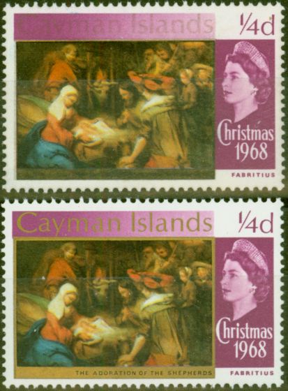 Valuable Postage Stamp from Cayman Islands 1969 1/4d Brt Purple SG221var Gold Partially Omitted V.F MNH