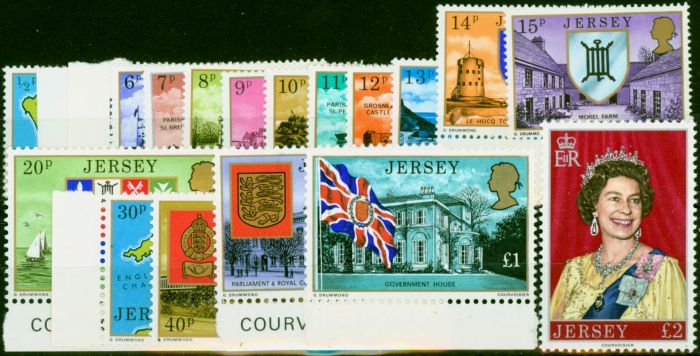 Collectible Postage Stamp Jersey 1976 Set of 19 SG137-155 Very Fine MNH