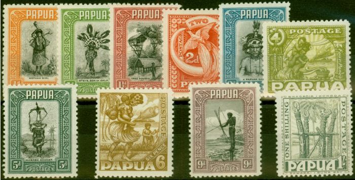 Valuable Postage Stamp Papua 1932 Set of 10 to 1s SG130-139 Fine LMM