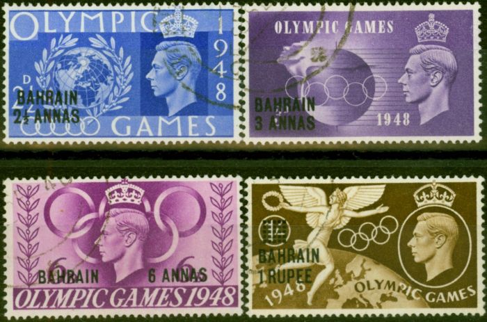 Collectible Postage Stamp Bahrain 1948 Olympic Games Set of 4 SG63-66 V.F.U