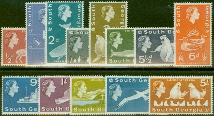Old Postage Stamp South Georgia 1963 Set of 13 to 5s SG1-13 V.F VLMM