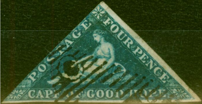Valuable Postage Stamp Cape of Good Hope 1853 4d Deep Blue SG4 Fine Used