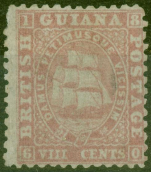 Old Postage Stamp from British Guiana 1863 8c Pink SG46 P.12 Fine & Fresh Unused