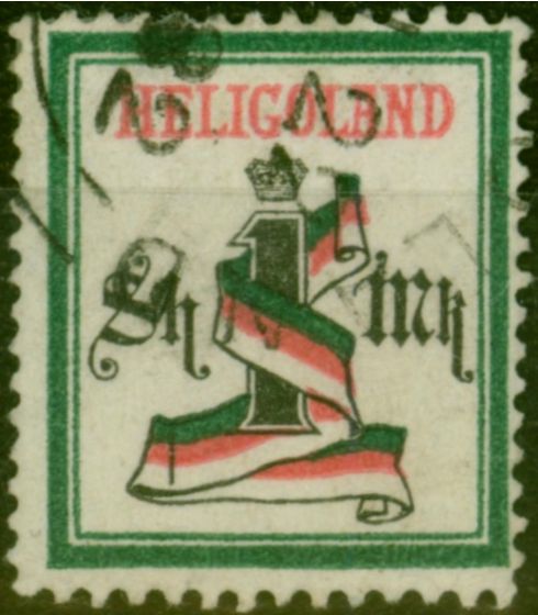 Old Postage Stamp Heligoland 1879 5m Deep Green Rose Black & Yellow SG19 Fine Used