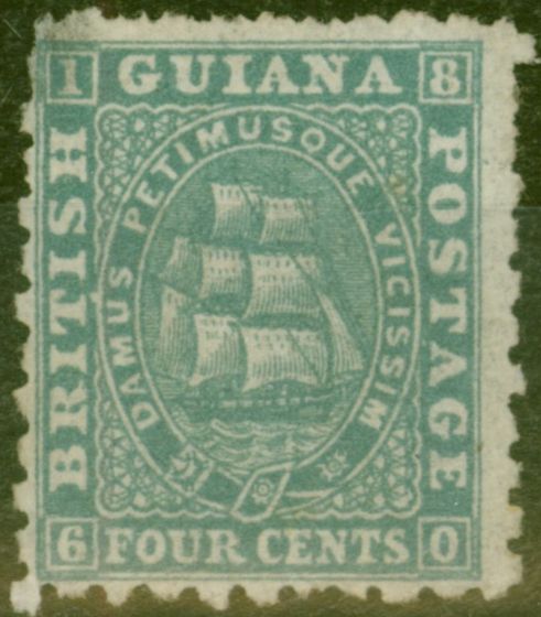 Old Postage Stamp from British Guiana 1866 4c Pale Blue SG91 P.10 Fine & Fresh Mtd Mint Regummed