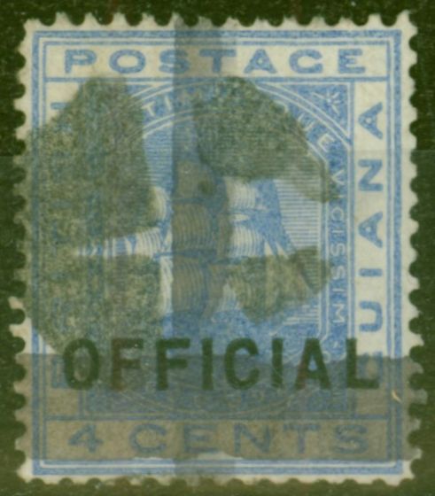 Valuable Postage Stamp from British Guiana 1878 1c on 4c Blue SG144 Good Used