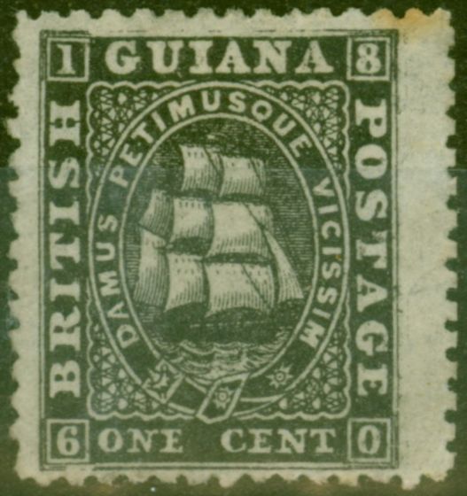 Valuable Postage Stamp from British Guiana 1863 1c Black SG51 Fine Mtd Mint Regummed
