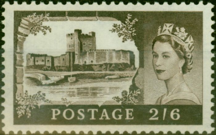 Valuable Postage Stamp GB 1959 2s6d Black-Brown SG595 Fine VLMM