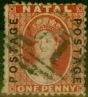Rare Postage Stamp Natal 1870 1s Bright Red SG60 Good Used