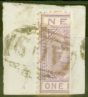 Old Postage Stamp from Nevis 1883 1d Lilac-Mauve SG26a Bisected on Piece Fine Used Scarce