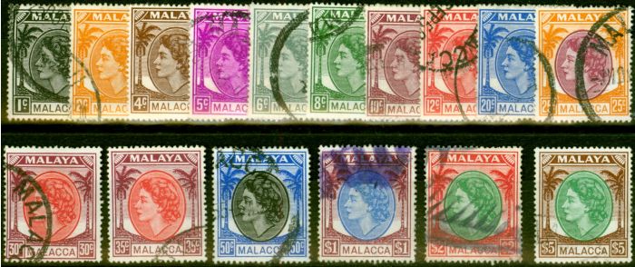 Old Postage Stamp from Malacca 1954-55 Set of 16 SG23-38 Fine Used