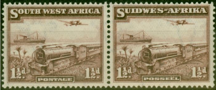 Rare Postage Stamp from S.W.A 1937 1 1/2d Purple-Brown SG96  V.F Very Lightly Mtd Mint