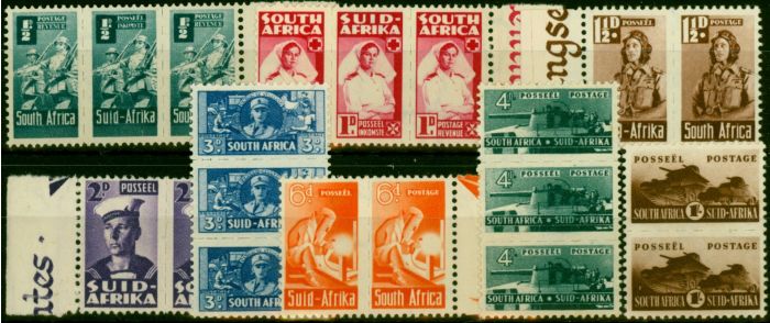 Old Postage Stamp South Africa 1942-44 War Effort Set of 8 SG97-104 Fine LMM