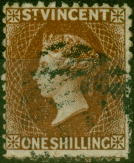 Old Postage Stamp St Vincent 1869 1s Brown SG14 Fine Used (3)
