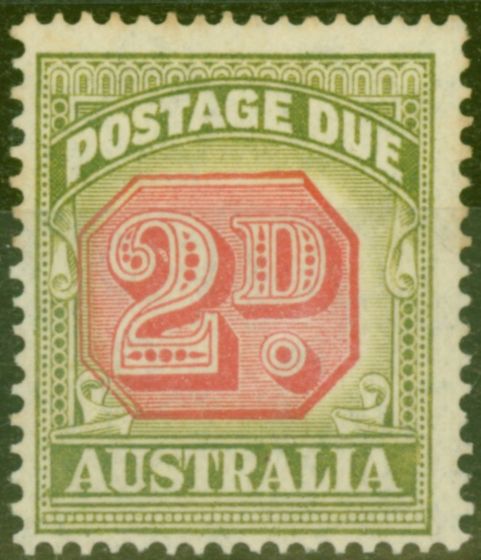 Rare Postage Stamp from Australia 1938 2d Carmine & Yellow Green SGD114 Fine MNH