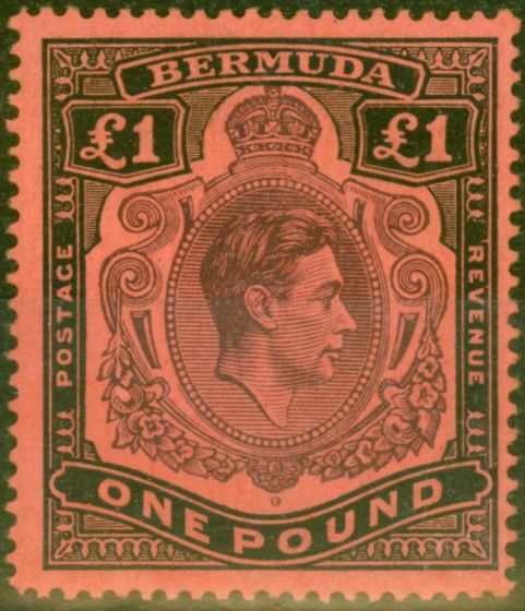 Collectible Postage Stamp from Bermuda 1938 £1 Purple & Black-Red SG121 V.F Lightly Mtd Mint