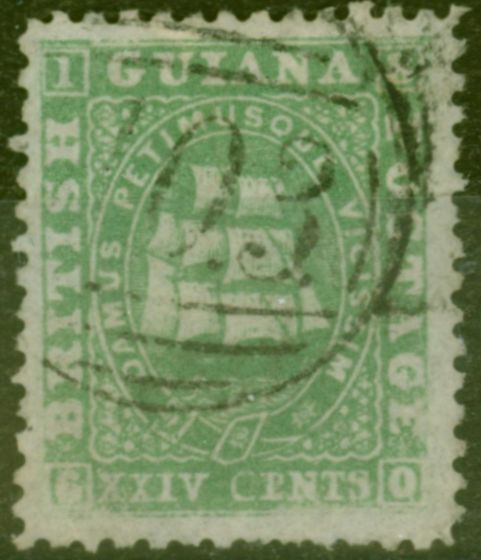 Old Postage Stamp from British Guiana 1863 24c Green SG56 Thin Paper Fine Used Ex-Fred Small
