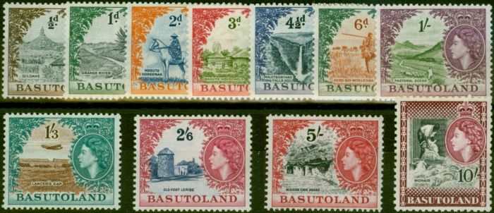 Rare Postage Stamp Basutoland 1954 Set of 11 SG43-53 Fine & Fresh LMM
