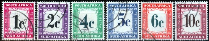 Old Postage Stamp from South Africa 1961 P.Due set of 6 SGD45-D50 V.F.U (4)