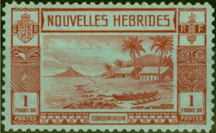 Rare Postage Stamp New Hebrides 1938 1f Red-Green SG60 Fine LMM