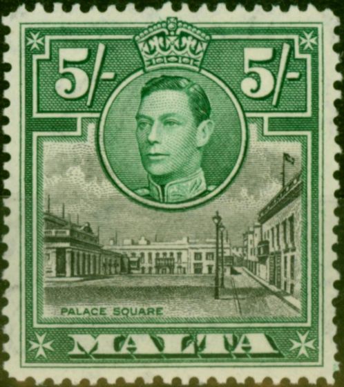 Collectible Postage Stamp Malta 1938 5s Black & Green SG230 Fine MNH