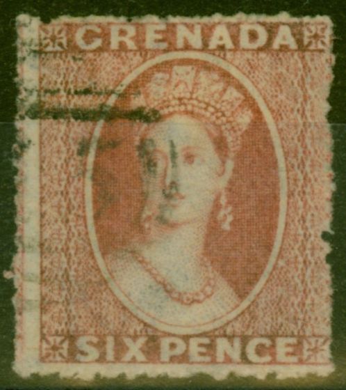 Valuable Postage Stamp from Grenada 1863 6d Dull Rose-Red SG8 Wmk Sideways Fine Used